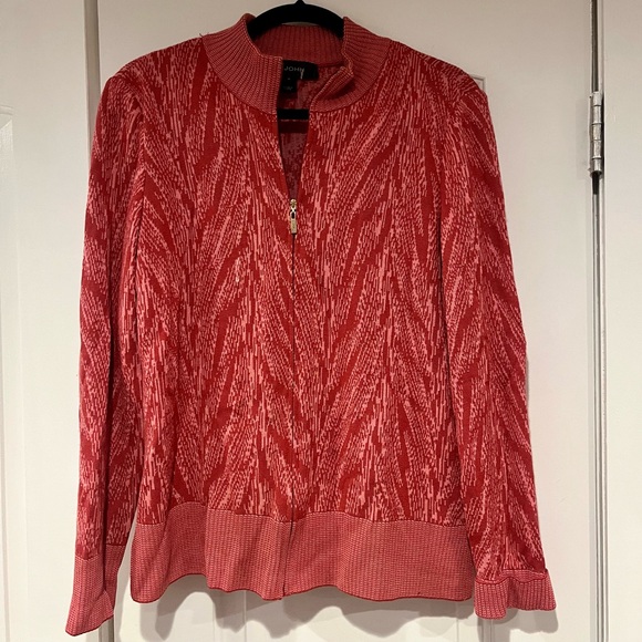 St. John Sweaters - Vintage St. John Pink Red Knit Jacket Women's Size M Sweater Zip Luxury